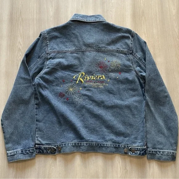 Vintage 90s Riviera Casino Las Vegas Denim Trucker Jean Jacket
Mens Medium - Picture 7 of 8